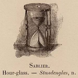 Le Vocabulaire Illustre: Sablier; Hour-glass; Stundenglas (engraving)