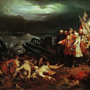 Louis XV (1710-74) Visiting the Field of Battle at Fontenoy in May 1745 (oil on canvas)
