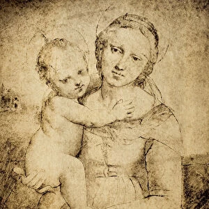 Madonna and Child, drawing from the school of Raphael, Cabinet of Drawings and Prints, Uffizi Gallery, Florence