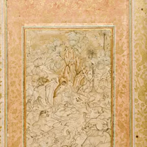 Majnun in the wilderness, c. 1595 (opaque w / c & gold on paper)