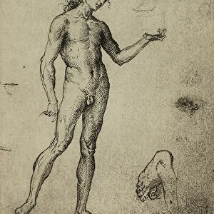 Male nude study; drawing by Raphael. Gallerie dell Accademia, Venice
