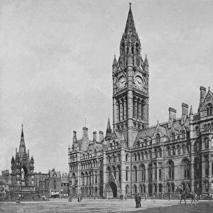 Manchester Town Hall (b / w photo)