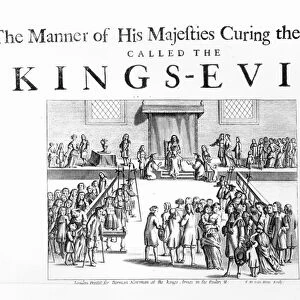 The Manner of his Majesty Curing the Disease Called the King s-Evil, engraved