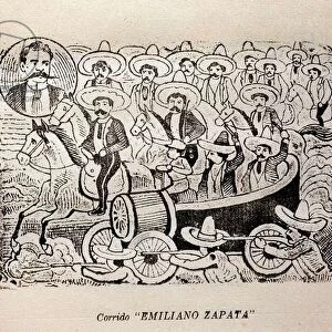 Mexico. Mexican Revolution "Corrido Emiliano Zapata"(engraving)