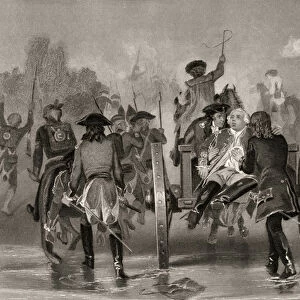 Mortally wounded General Edward Braddock retreats from the Monongahela River in 1755