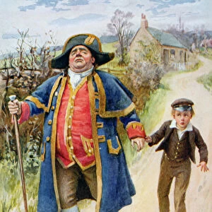 Mr Bumble and Oliver Twist, illustration for Character Sketches from Dickens