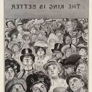 The Nations Anxiety, the Crowd scanning the Bulletin at the "Daily Graphic"Office (engraving)