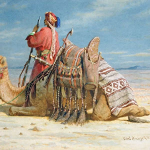 A Nomad and His Camel Resting in the Desert, 1874 (w / c on paper)
