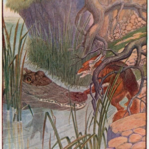 "Oh dear! The big alligator has my paw in his mouth!"(colour litho)