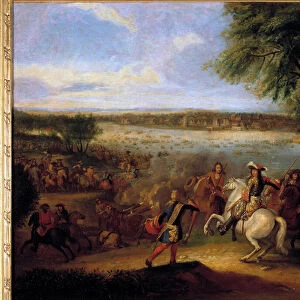 The Passage of the Rhine by Louis XIV (1638-1715) before Tolhuis 12 / 07 / 1672 Painting by