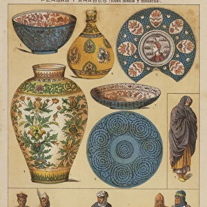 Persas y Arabes, Edad media y moderna (colour litho)