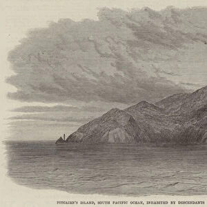 Pitcairns Island, South Pacific Ocean, inhabited by Descendants of the Crew of HMS Bounty (engraving)