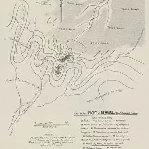 Plan of the Fight at Bembisi, the Matabili War (engraving)