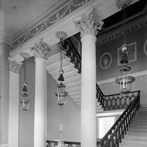 The principal staircase at Osterley Park, Middlesex, from The Country Houses of Robert Adam, by Eileen Harris, published 2007 (b/w photo)