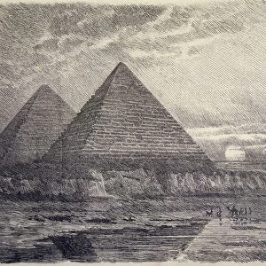 The Pyramids of Giza, from a series of the Seven Wonders of the World, 1886 (engraving)