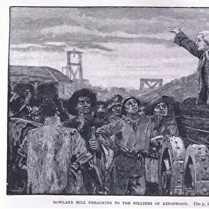 Rowland Hill preaching to the colliers at Kingswood (litho)