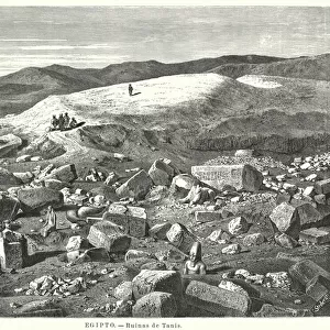 Ruins of the Ancient Egyptian city of Tanis (litho)