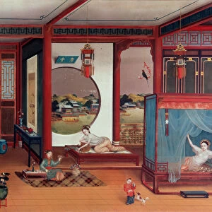 Scene of an interior (painted mirro)