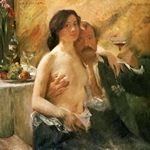 Self Portrait with Nude Woman and Glass, 1902 (oil on canvas)