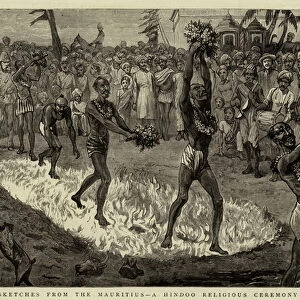 Sketches from the Mauritius, a Hindoo Religious Ceremony (engraving)