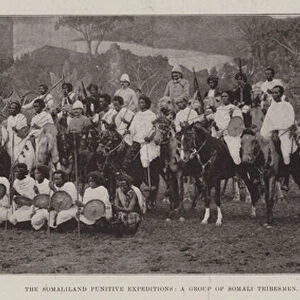 The Somaliland Punitive Expeditions, a Group of Somali Tribesmen (b / w photo)