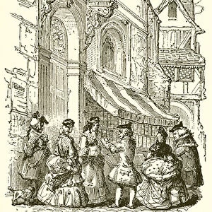 A Stationers Stall, or Bookshop in the Olden Time (engraving)