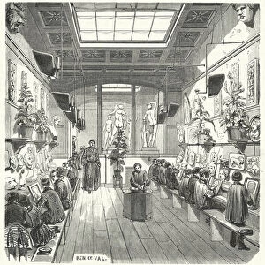 Students in a class in a free school of drawing, France (engraving)