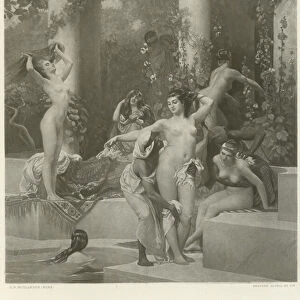 A summer bath at Pompeii (gravure)