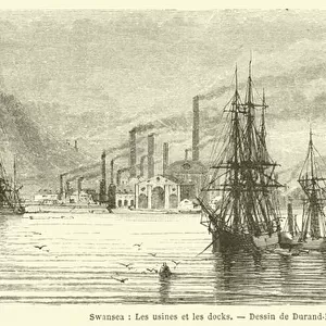 Swansea, Les usines et les docks (engraving)