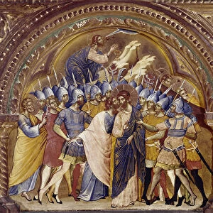 The Taking of Christ, detail of the polyptic of Santa Chiara. (oil on wood, circa 1350)