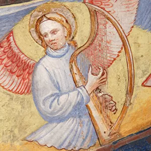 "The Ascension of Christ", Detail of an angel playing a harp, c. 1420 (fresco)