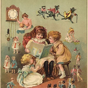 Once Upon A Time - children reading and the power of imagination (colour litho)