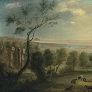 A traveller resting in the grounds of Broke Hall, Suffolk (oil on canvas)
