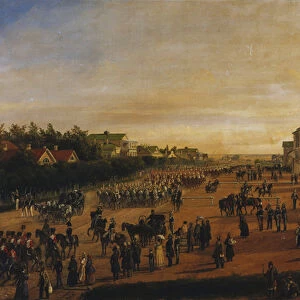 Tsar Nicholas Returning from a Military Parade at Krasnoe Selo, 1848 (oil on canvas)