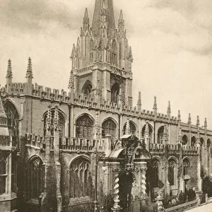 University Church of St Mary the Virgin, Oxford, Oxfordshire (b / w photo)