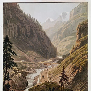 View of the New Simplon Pass, 1811 (coloured engraving)