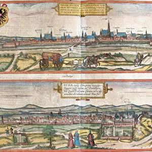 Views of Vienna (Vienna), Austria and Budapest (Buda), Hungary (etching, 1572-1617)