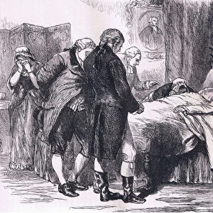 Washington on his death bed, illustration from Cassells History of the United States