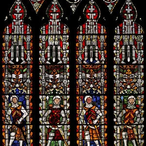 Window s4 depicting De Clare knights and William Lord de la Zouche (stained glass)