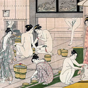 Womens Bathhouse (On na yu) by Torii Kiyonaga, 1780s (woodblock print)