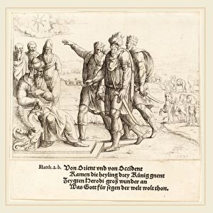 Augustin Hirschvogel (German, 1503-1553), The Three Kings Tell Herod of Christ s