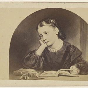 Copy painting dejected looking young girl reading