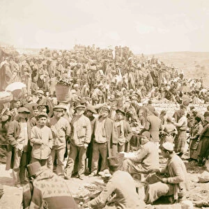 Crowd people market Palestine 1898