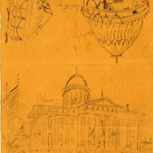 Illinois statehouse, Springfield, Ill, with details showing draped bunting on dome