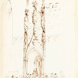 John Skinner Prout, British (1806-1876), A Gothic Arch, pen and brown ink over graphite