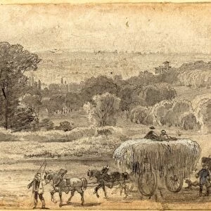 Myles Birket Foster, British (1825-1899), An Evening Landscape with a Hay Wagon