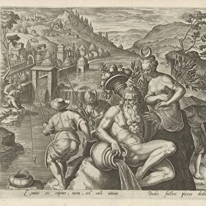 Nocturnal fishing with a rod, Philips Galle, Jan van der Straet, 1578
