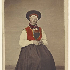 Pige fra Qvindherred Norwegian 1867 Hand-colored albumen