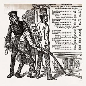THE POLITICAL NEMESIS, 1880, 19th century engraving, USA, America