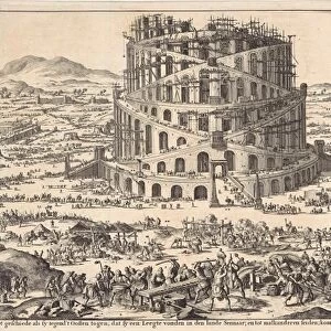 Tower of Babel, print maker: Jan Luyken, Willem Goeree, 1690
